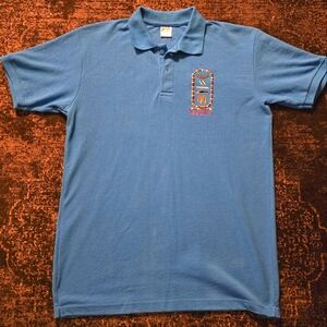 🔥🔥Moon Light Egyptian Cotton Blue Polo Shirt with Embroidery and Knit Fabric